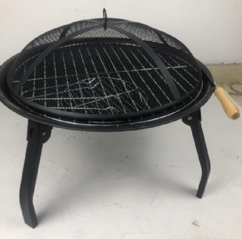 Folding foot portable round brazier grill